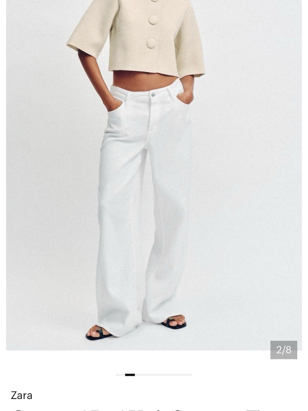 Zara NWT Cropped Ivory Textured Button-Front Jacket Medium - Picture 3 of 10
